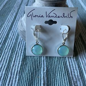 Gloria Vanderbilt blue & silver pierced dangle earrings NEW